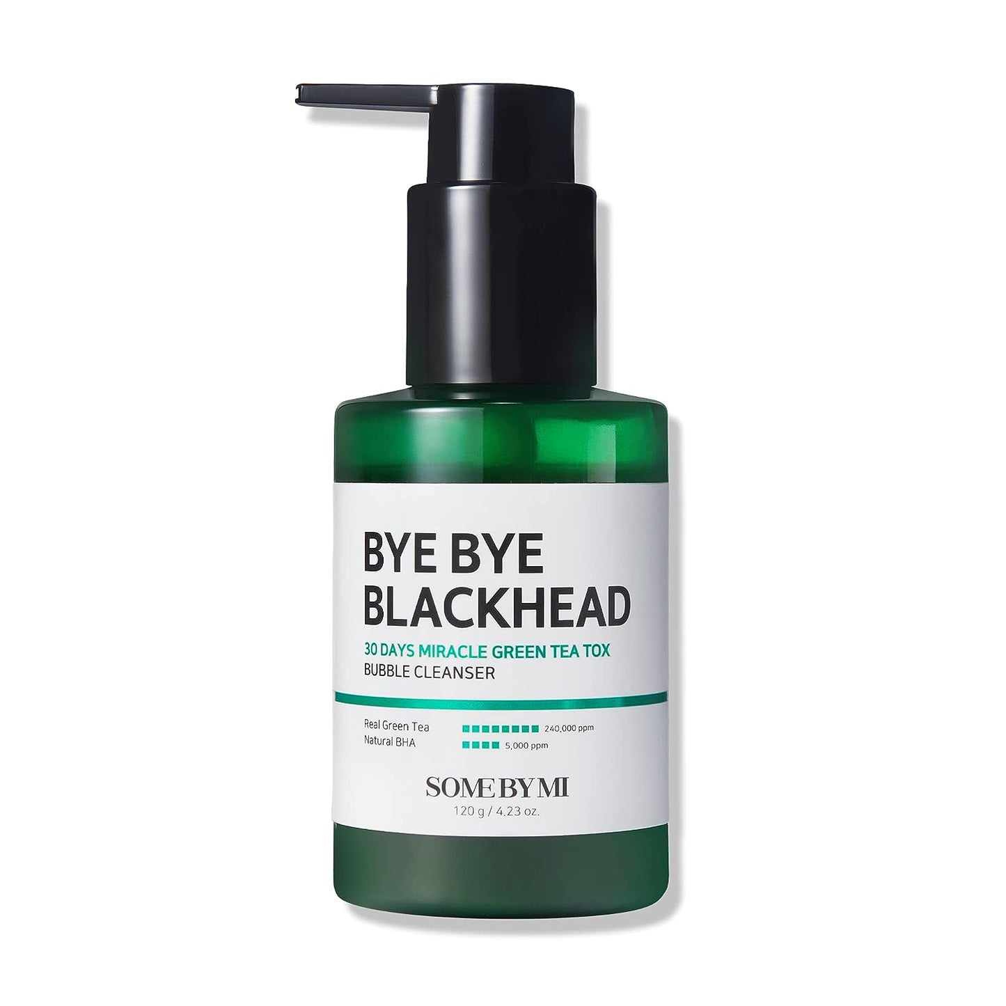 Bye Bye Blackhead 30 Days Miracle Green Tea Tox Bubble Cleanser - 4.23 Oz, 120G - Korean Face Wash for Removing Blackhead - Daily Pore Minimizer for Face Skin Texture - Korean Skin Care