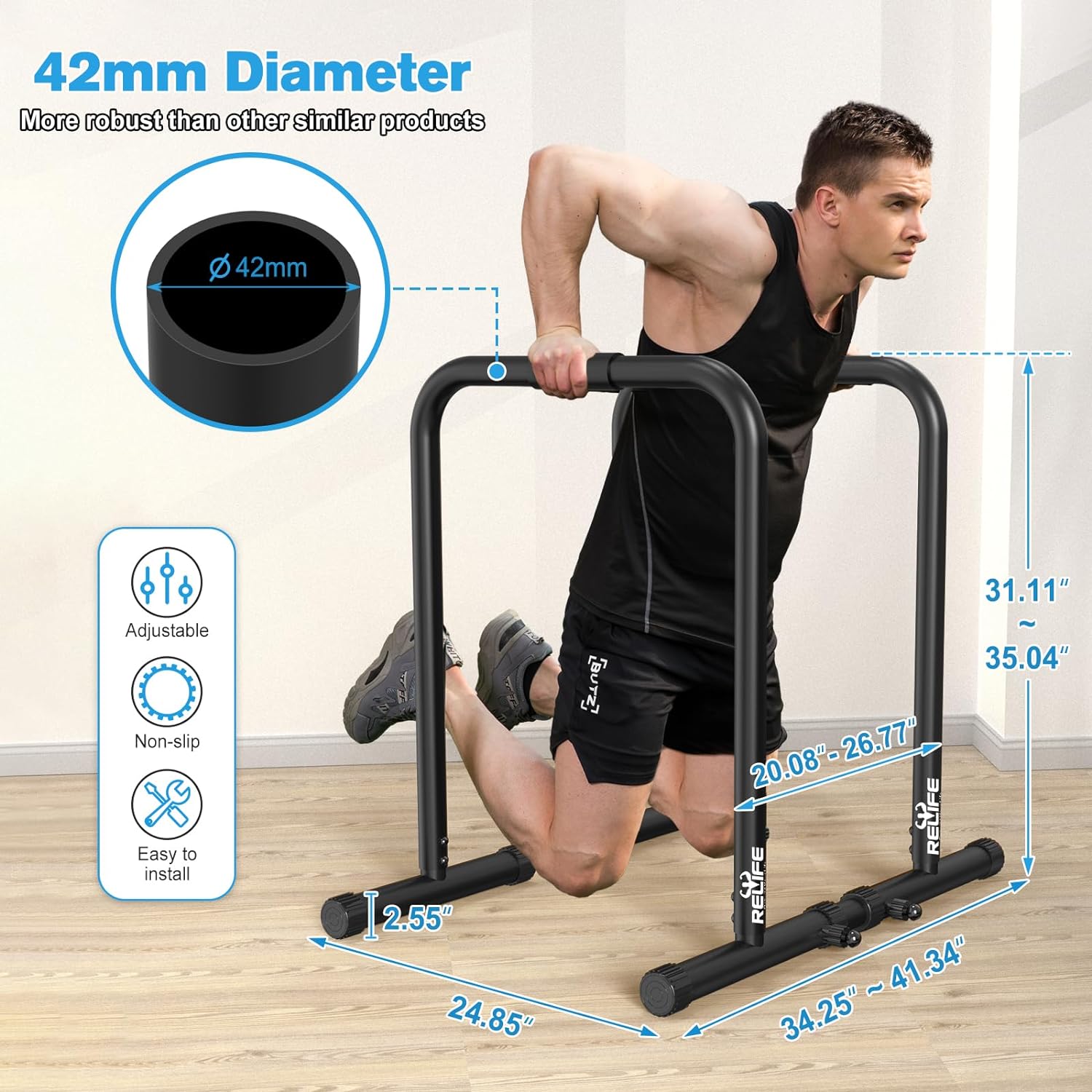 Dip Station Functional Heavy Duty Dip Stands Fitness Workout Dip Bar Station Stabilizer Parallette Push up Stand