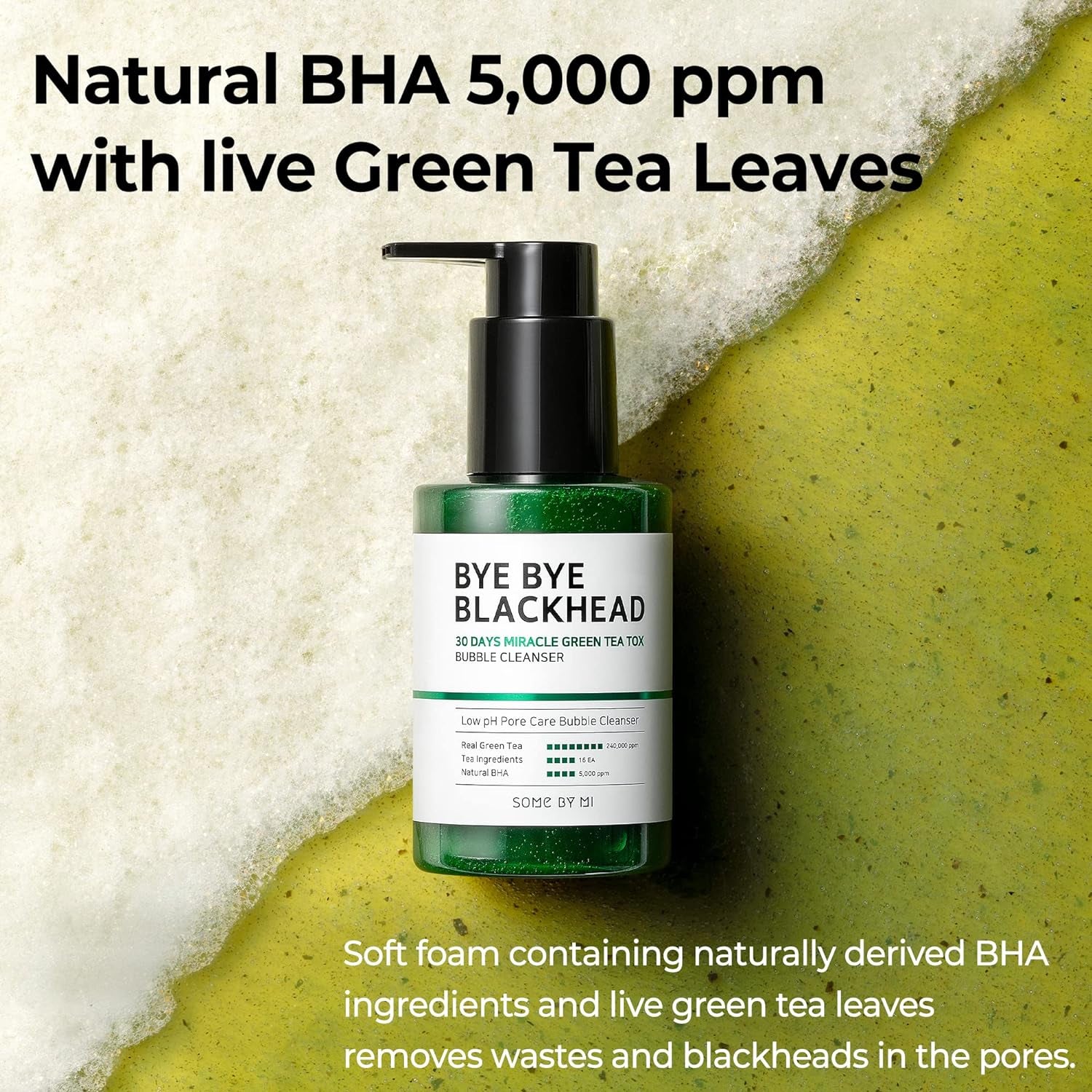 Bye Bye Blackhead 30 Days Miracle Green Tea Tox Bubble Cleanser - 4.23 Oz, 120G - Korean Face Wash for Removing Blackhead - Daily Pore Minimizer for Face Skin Texture - Korean Skin Care